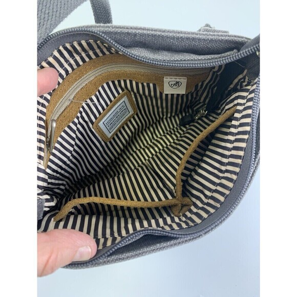 Travelon Anti-Theft Heritage Small Crossbody Bag Gray Cotton Canvas Zip RFID - Picture 11 of 16